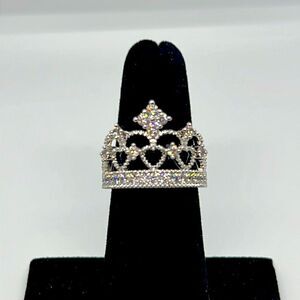 Beautiful Vintage Princess Silver Ring With Crown Design